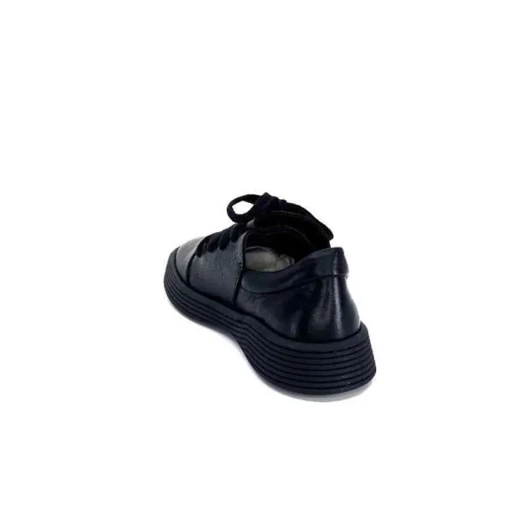 Ivoire0401a Baskets Ivoire 500-952 Cuir Noir*Femme Baskets