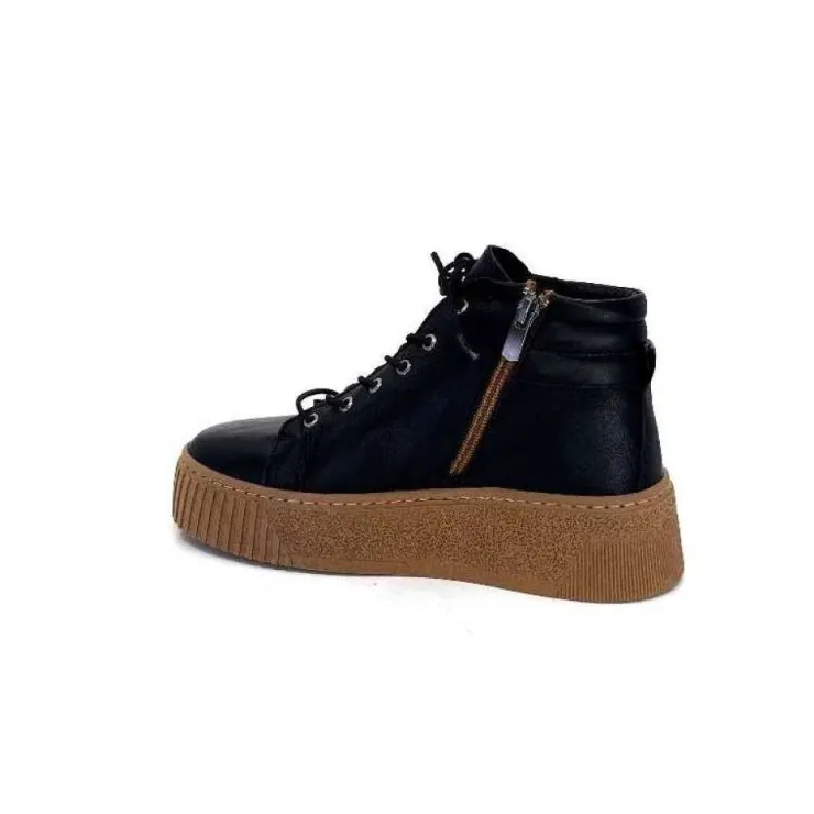 Ivoire0401a Baskets Ivoire 500-450 Cuir Noir*Femme Baskets