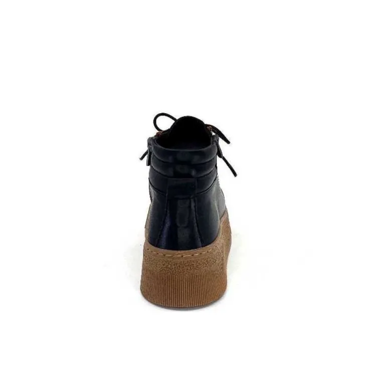 Ivoire0401a Baskets Ivoire 500-450 Cuir Noir*Femme Baskets