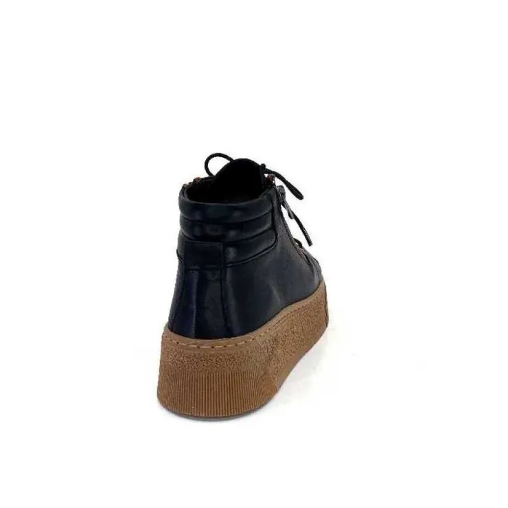 Ivoire0401a Baskets Ivoire 500-450 Cuir Noir*Femme Baskets