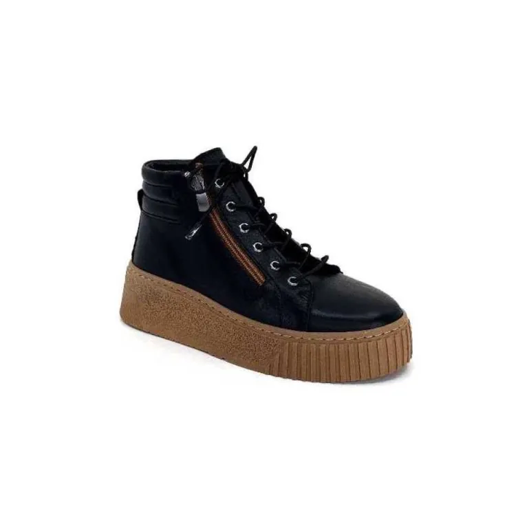 Ivoire0401a Baskets Ivoire 500-450 Cuir Noir*Femme Baskets