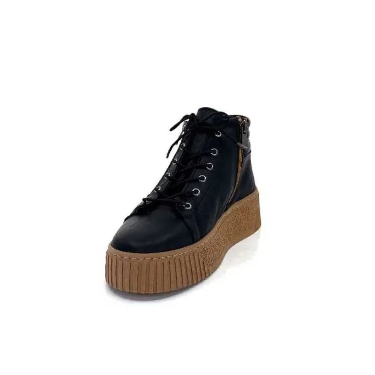 Ivoire0401a Baskets Ivoire 500-450 Cuir Noir*Femme Baskets