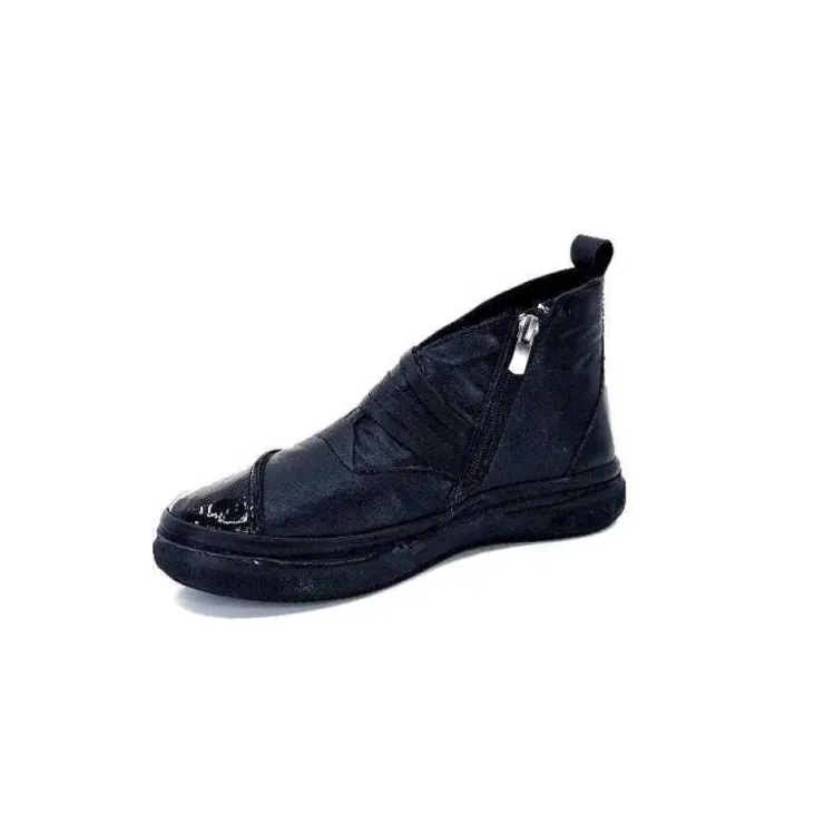 Ivoire0401a Baskets Ivoire 500-350 Cuir Noir*Femme Baskets