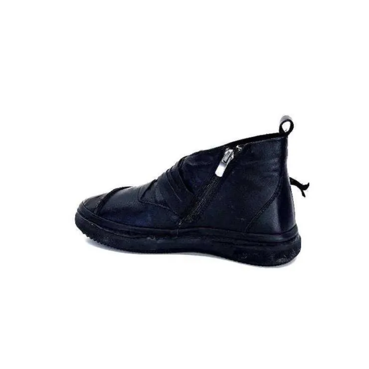 Ivoire0401a Baskets Ivoire 500-350 Cuir Noir*Femme Baskets