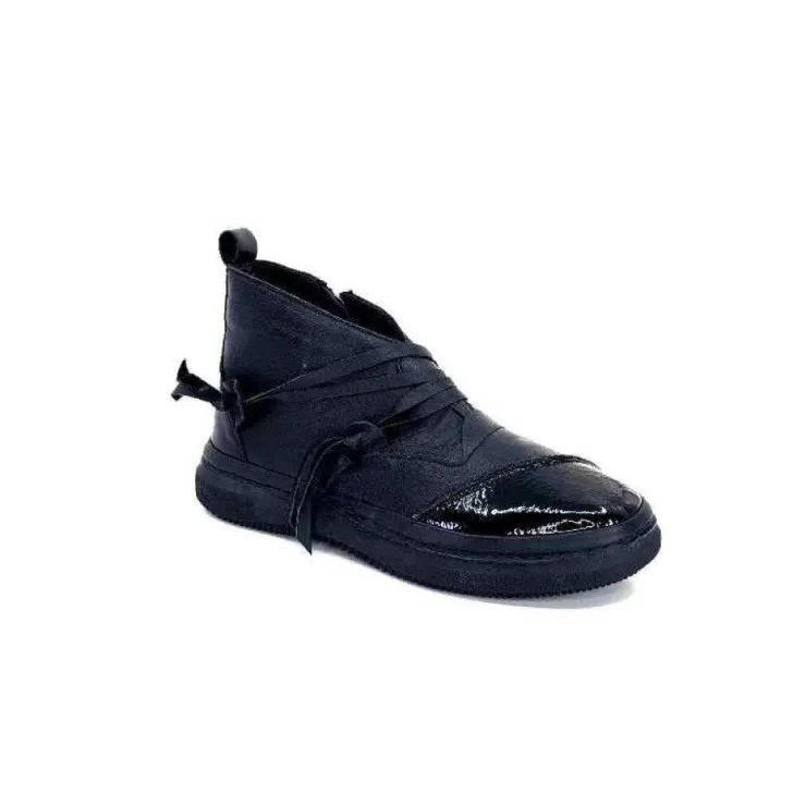 Ivoire0401a Baskets Ivoire 500-350 Cuir Noir*Femme Baskets