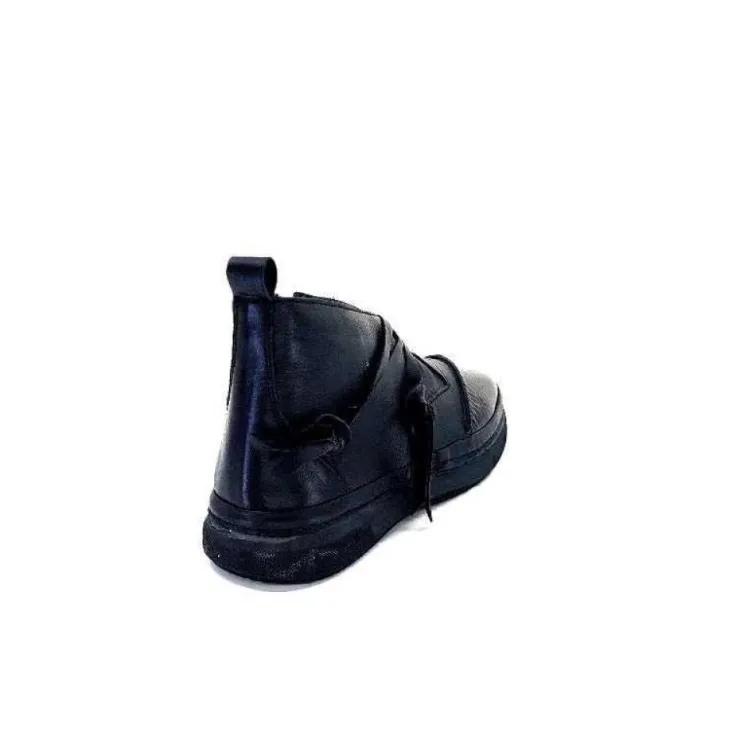 Ivoire0401a Baskets Ivoire 500-350 Cuir Noir*Femme Baskets