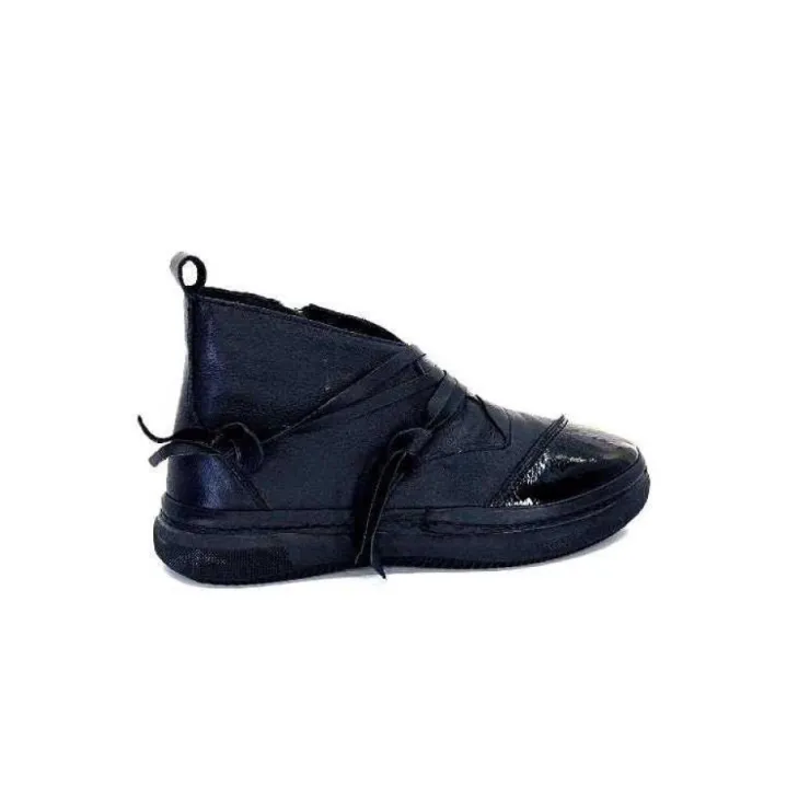 Ivoire0401a Baskets Ivoire 500-350 Cuir Noir*Femme Baskets