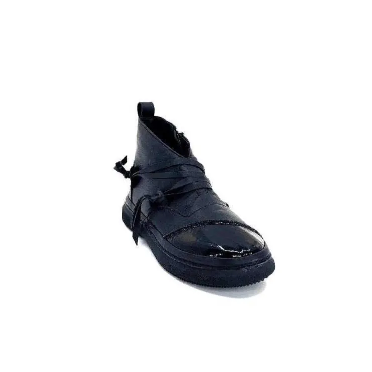Ivoire0401a Baskets Ivoire 500-350 Cuir Noir*Femme Baskets