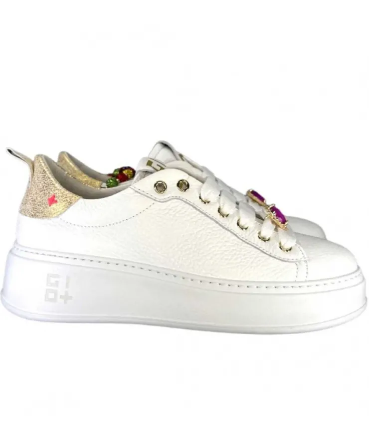 GioPiu Baskets Plateforme Pia46 Cuir Blanc*Femme Baskets