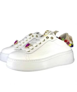GioPiu Baskets Plateforme Pia46 Cuir Blanc*Femme Baskets