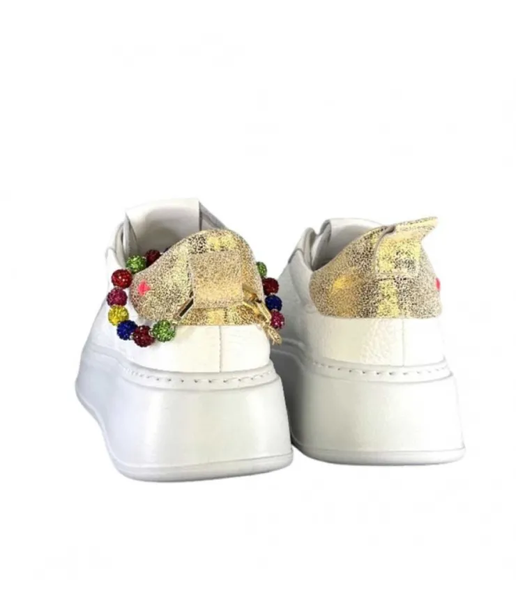 GioPiu Baskets Plateforme Pia46 Cuir Blanc*Femme Baskets