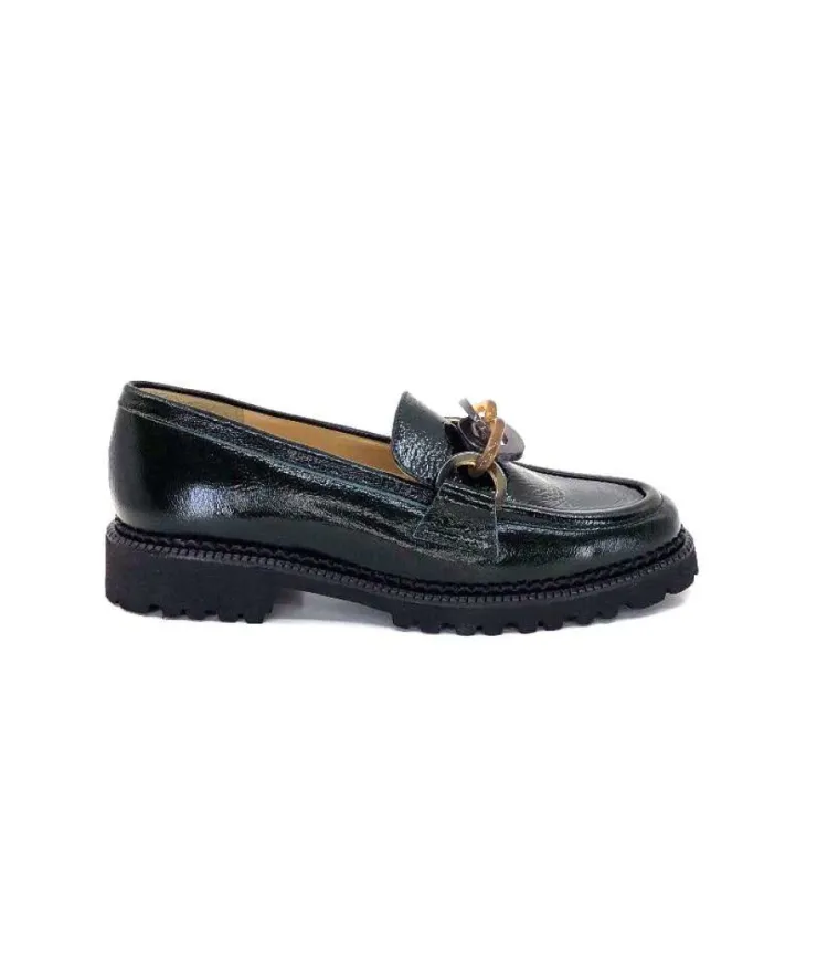 Brunate 11771 Cuir Vernis Vert*Femme Mocassins