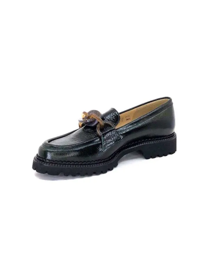 Brunate 11771 Cuir Vernis Vert*Femme Mocassins