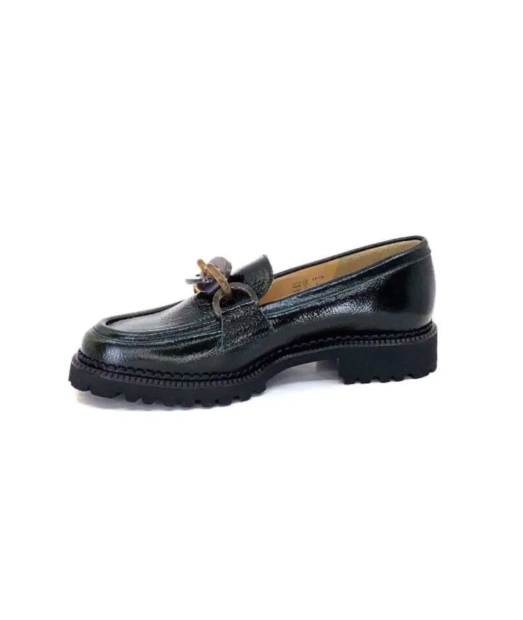 Brunate 11771 Cuir Vernis Vert*Femme Mocassins