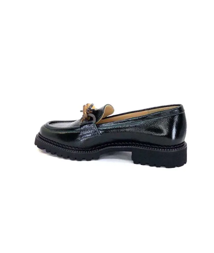Brunate 11771 Cuir Vernis Vert*Femme Mocassins