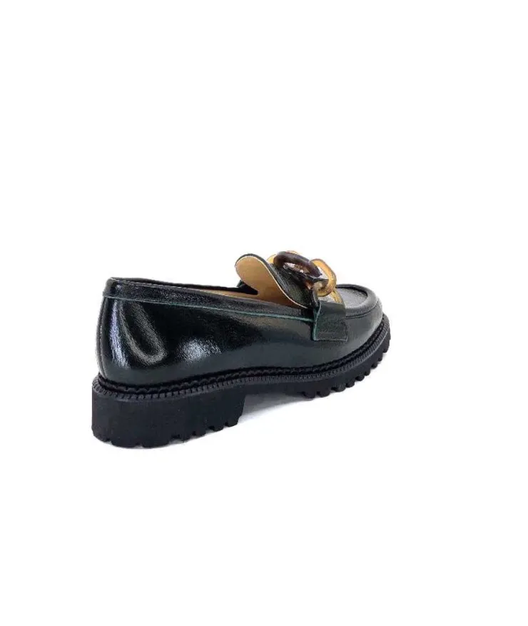 Brunate 11771 Cuir Vernis Vert*Femme Mocassins