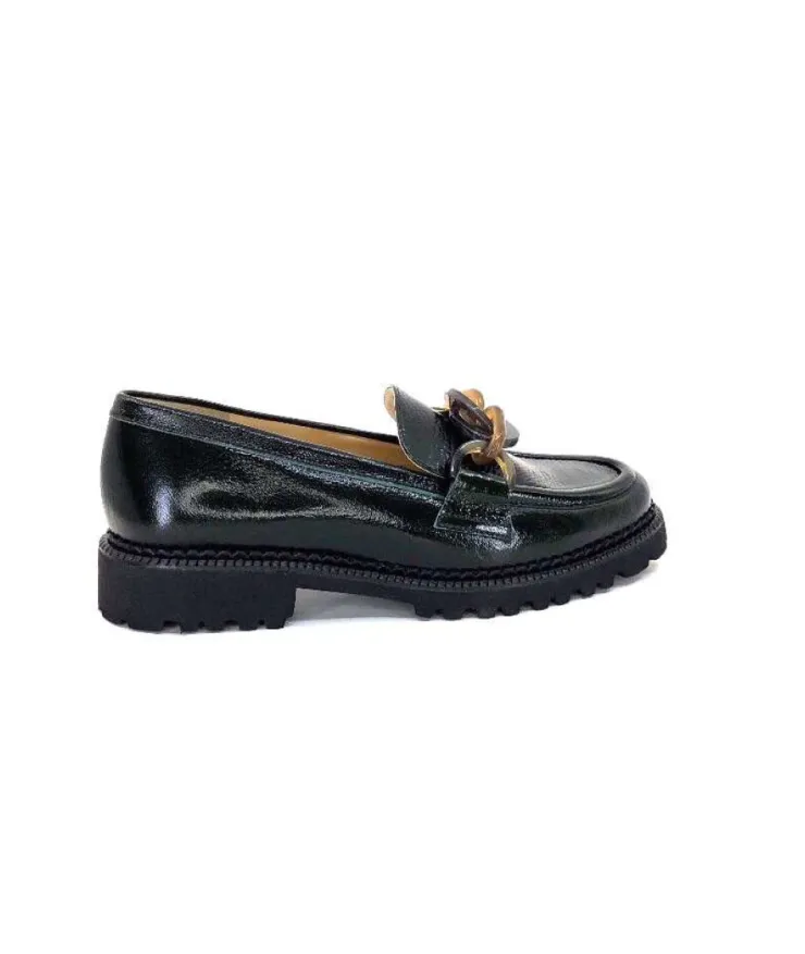 Brunate 11771 Cuir Vernis Vert*Femme Mocassins