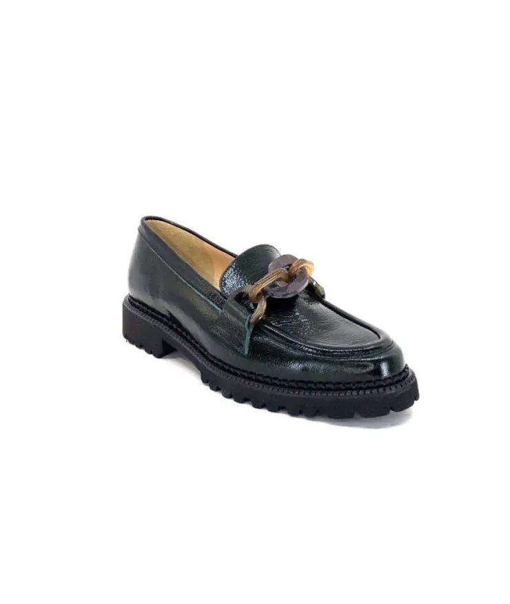 Brunate 11771 Cuir Vernis Vert*Femme Mocassins