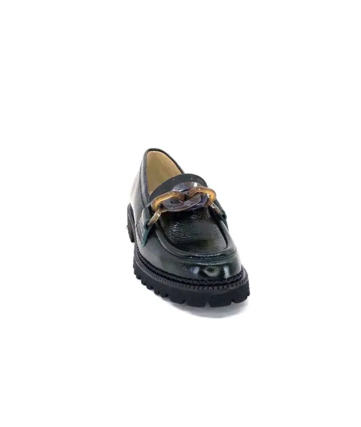 Brunate 11771 Cuir Vernis Vert*Femme Mocassins