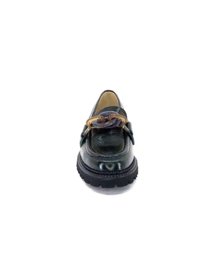 Brunate 11771 Cuir Vernis Vert*Femme Mocassins