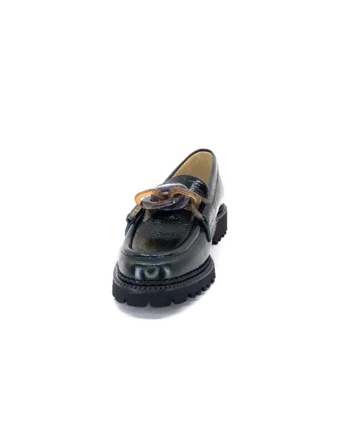 Brunate 11771 Cuir Vernis Vert*Femme Mocassins