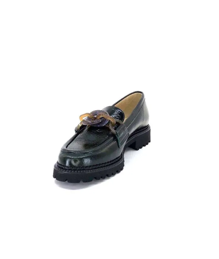 Brunate 11771 Cuir Vernis Vert*Femme Mocassins