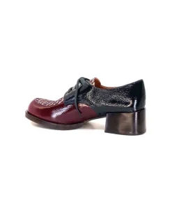 Chie Mihara Trudu Cuir Vernis Purple, Vert & Toile Satin Imprimee*Femme Lacets