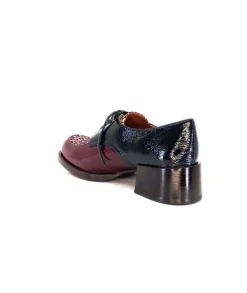 Chie Mihara Trudu Cuir Vernis Purple, Vert & Toile Satin Imprimee*Femme Lacets