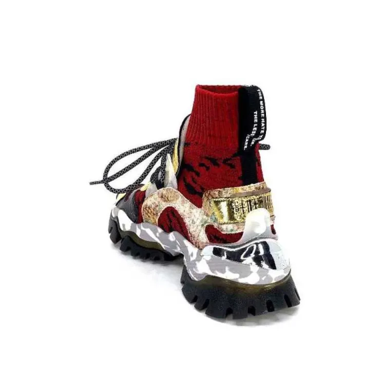 Ivoire0255a Cljd F033 Rouge - Dore*Femme Baskets