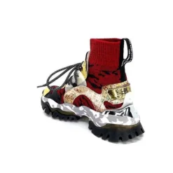 Ivoire0255a Cljd F033 Rouge - Dore*Femme Baskets