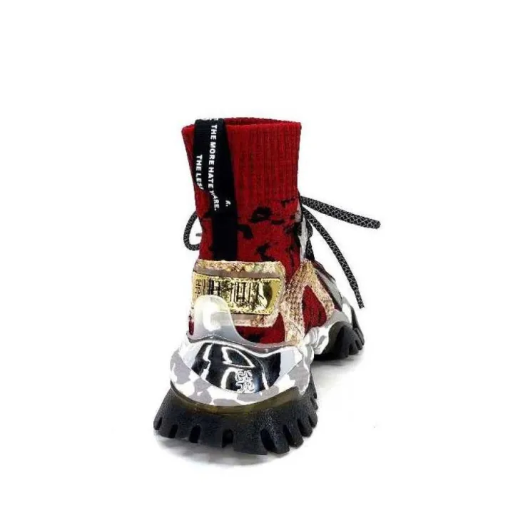 Ivoire0255a Cljd F033 Rouge - Dore*Femme Baskets