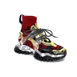 Ivoire0255a Cljd F033 Rouge - Dore*Femme Baskets