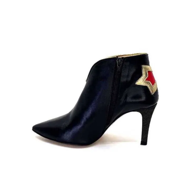 creatis Magic Cuir Noir Rouge Or*Femme Bottines