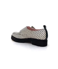 Dansi 4782 Cuir Blanc Imprime Etoile Noir*Femme Mocassins