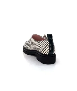 Dansi 4782 Cuir Blanc Imprime Etoile Noir*Femme Mocassins