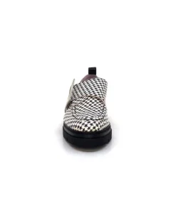 Dansi 4782 Cuir Blanc Imprime Etoile Noir*Femme Mocassins