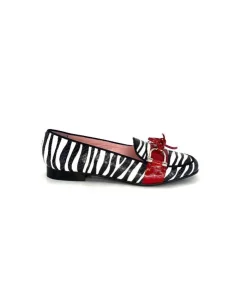 Dansi 5282 Cuir Blanc Noir Rouge*Femme Mocassins