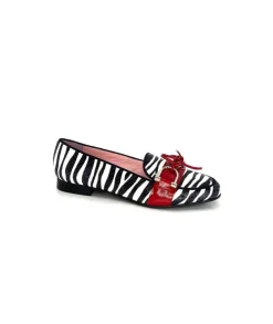 Dansi 5282 Cuir Blanc Noir Rouge*Femme Mocassins