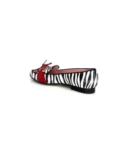 Dansi 5282 Cuir Blanc Noir Rouge*Femme Mocassins