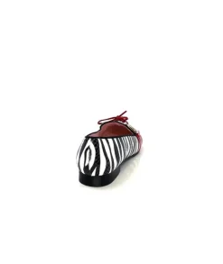 Dansi 5282 Cuir Blanc Noir Rouge*Femme Mocassins
