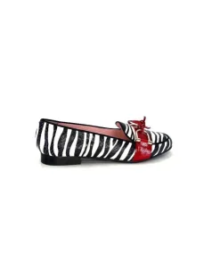 Dansi 5282 Cuir Blanc Noir Rouge*Femme Mocassins