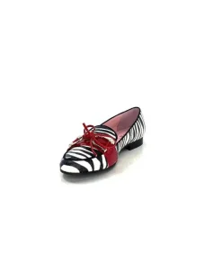 Dansi 5282 Cuir Blanc Noir Rouge*Femme Mocassins