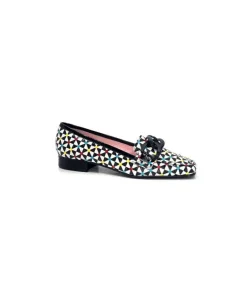Dansi 5344 Cuir Imprime Blanc Noir Multi*Femme Mocassins