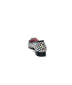 Dansi 5344 Cuir Imprime Blanc Noir Multi*Femme Mocassins