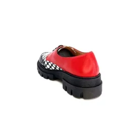 Dansi 5781 Cuir Noir - Rouge Imprime Blanc*Femme Lacets