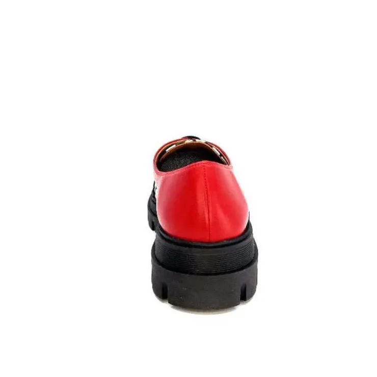 Dansi 5781 Cuir Noir - Rouge Imprime Blanc*Femme Lacets