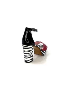 Dansi 5581 Cuir Noir Blanc Rouge*Femme Sandales
