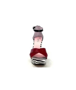 Dansi 5581 Cuir Noir Blanc Rouge*Femme Sandales