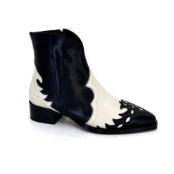 Dansi 5904 Cuir Noir Et Blanc*Femme Santiags
