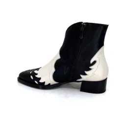 Dansi 5904 Cuir Noir Et Blanc*Femme Santiags